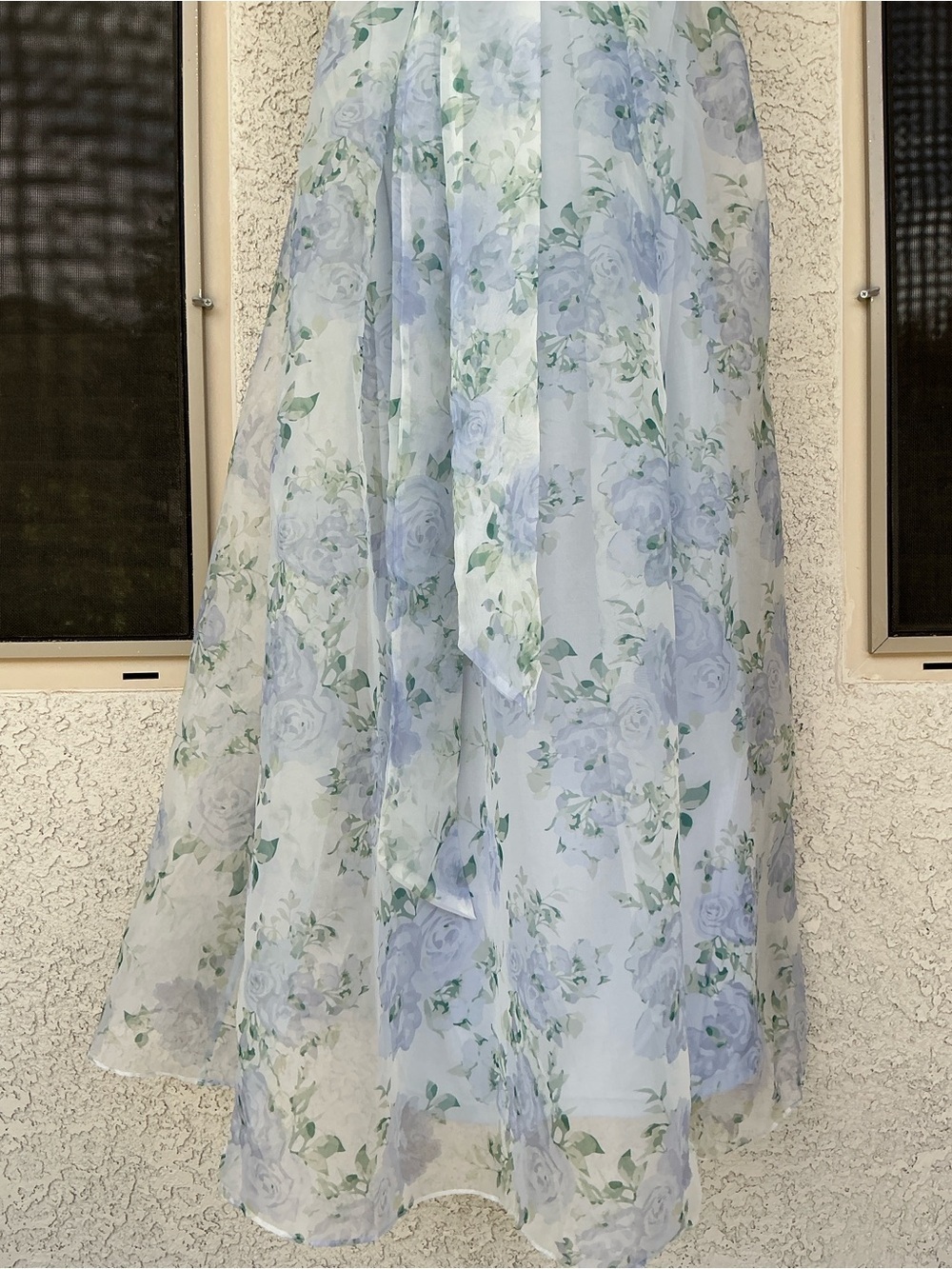 NWT Lulu’s Charming Sweetness Periwinkle Floral Organza Pleated Maxi Dress L XL - Picture 10 of 14
